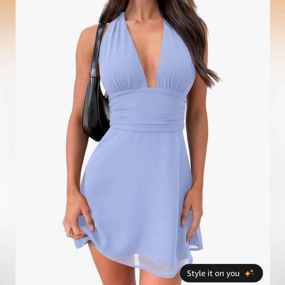 Elegant Blue Sleeveless Dress
